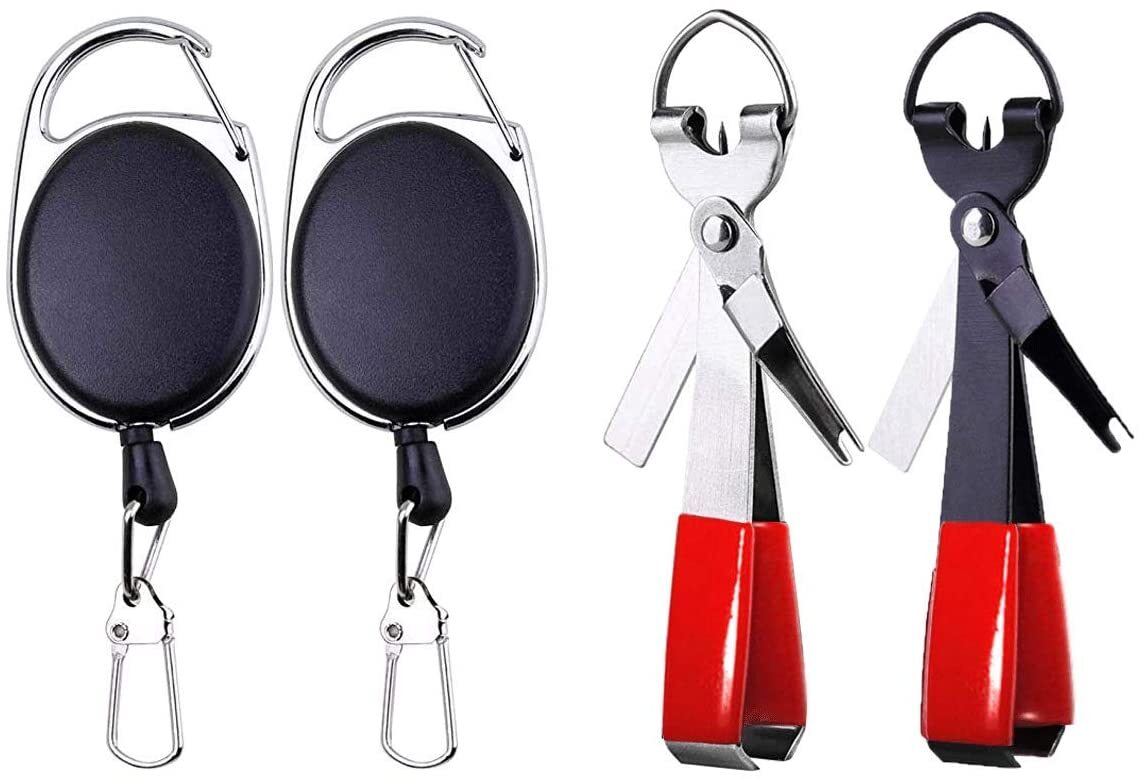 Fishing Quick Knot Tying Tool 4 In 1 Fly Line Clippers with Zinger Retractor