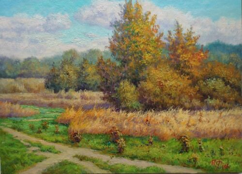 T0415 Ukraine Oil painting Landscape Original Cardboard Impressionism One 9"x12" - Photo 1 sur 8
