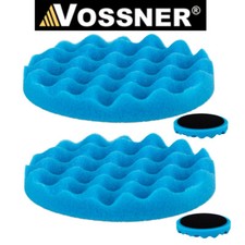 Vossner® Polierschwamm x2 150mm blau abrasiv Polierpad für Auto Poliermaschine