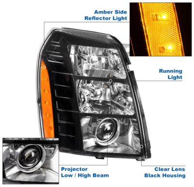 For 07-14 Cadillac Escalade HID Projector Headlight Black W/o Bulb - Foto 11