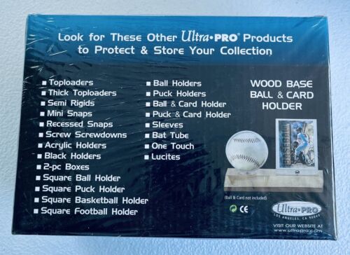 Ultra Pro Wood Base Ball & Card Holder (Light Wood) Wooden Baseball Display Case - Picture 2 of 3