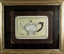 MARTY BETH SEITZ Lithograph Antique Teapot Tea Pot Scene 24"W x 20"L