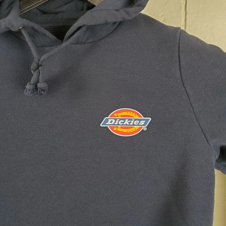 Sudadera con Capucha Dickies Para Mujer Azul Medio Manga Larga Gráfico Cordón Recortado Elástico Foto 3 de 4