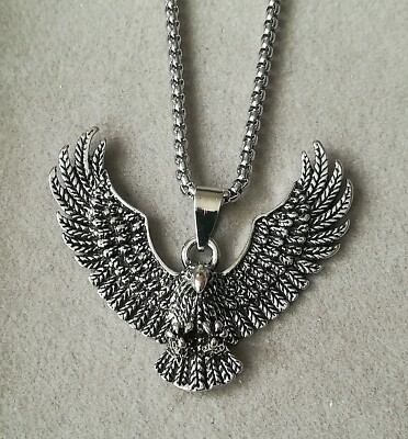 Adler Anhänger Mit Halskette Silber Greifvogel Eagle Amerika Western Biker USA