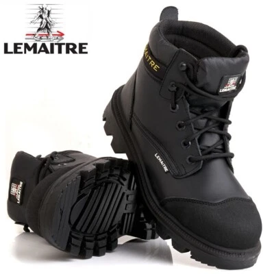 LEMAITRE Herren Waterproor Leder Arbeitsschutzstiefel Stahl Zehenpartie Kappe Knöcheltrainer Schuhe Größe