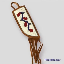 Native American Indian Cree Beads Knife Sheath Leather  Cover 