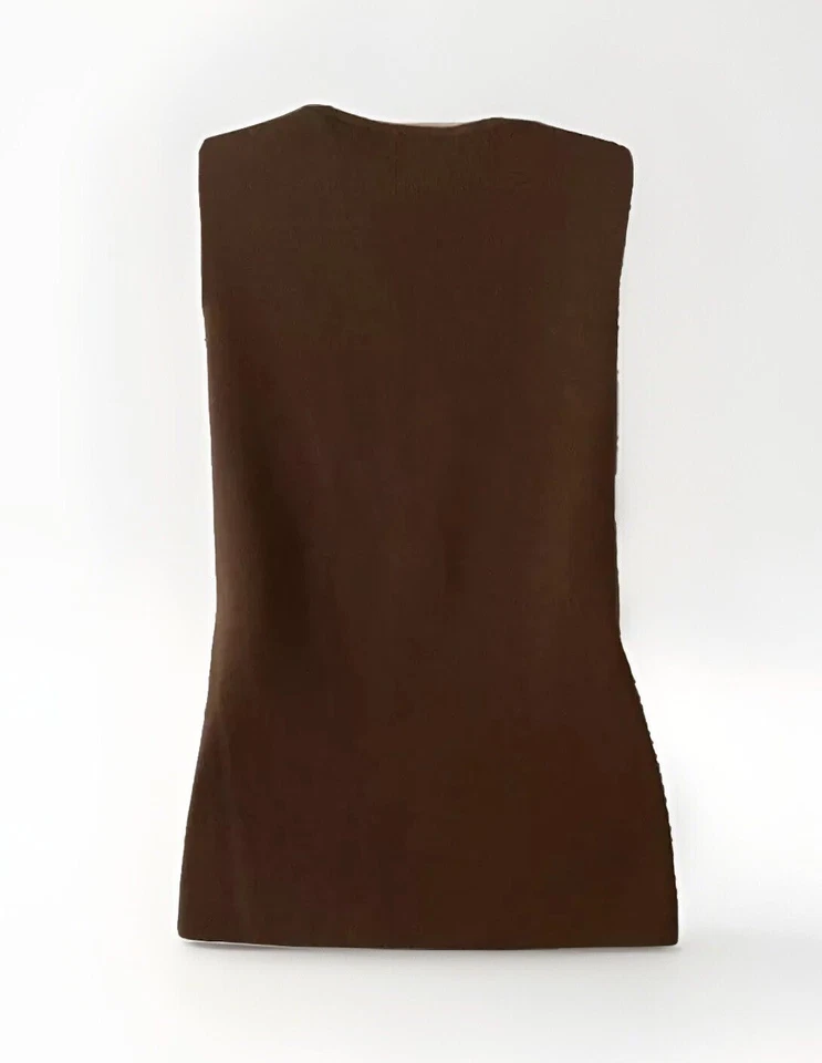 Chaleco JH Collectibles Mujer Vintage Bronce Cuero/Tejido Top Corbata Frontal Talla M/P Foto 3 de 3