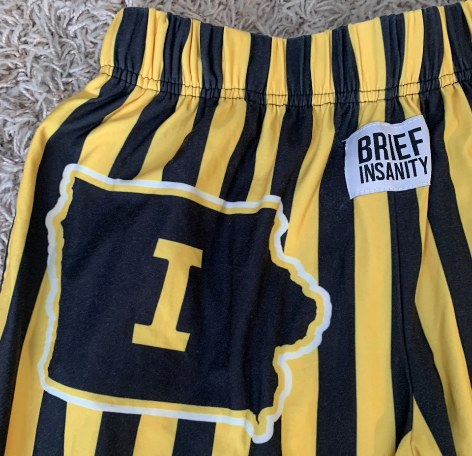 Striped Pajama Pants Black & Gold/Yellow Iowa Brief Insanity Women's Size Small - Image 3 of 4