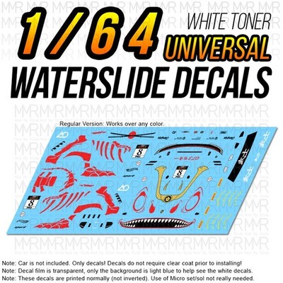 1/64 Scale BUSHI REX PORSCHE White Toner Universal WaterSlide Decals for Hot