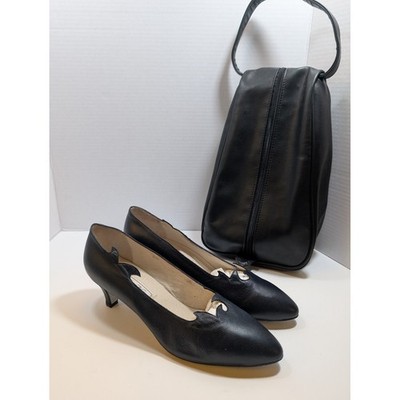Vtg Werner Kern Tanzsport Pumps Black Scallop Leather Ballroom Dance UK 6.5 US 9