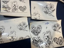 Bill Canales 1998 tattoo flash Art, Hearts, Roses  Snake, Butler PA 11x14   6