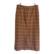 Vintage J.G. Hook Brown Tan Plaid Wool Blend Skirt Dark Academia Womens Size 12P