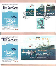 TONGA 1982 CENTENARY OF TIN CAN MAIL SET & MINI-SHEET,   2 FDCs