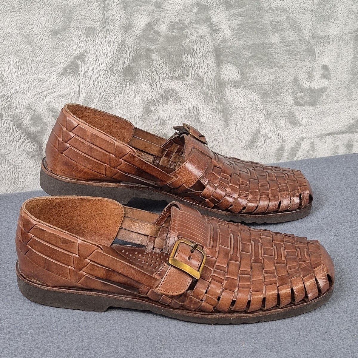 Patent Leather Fisherman Weave Braided Fisherman Sandals Mens