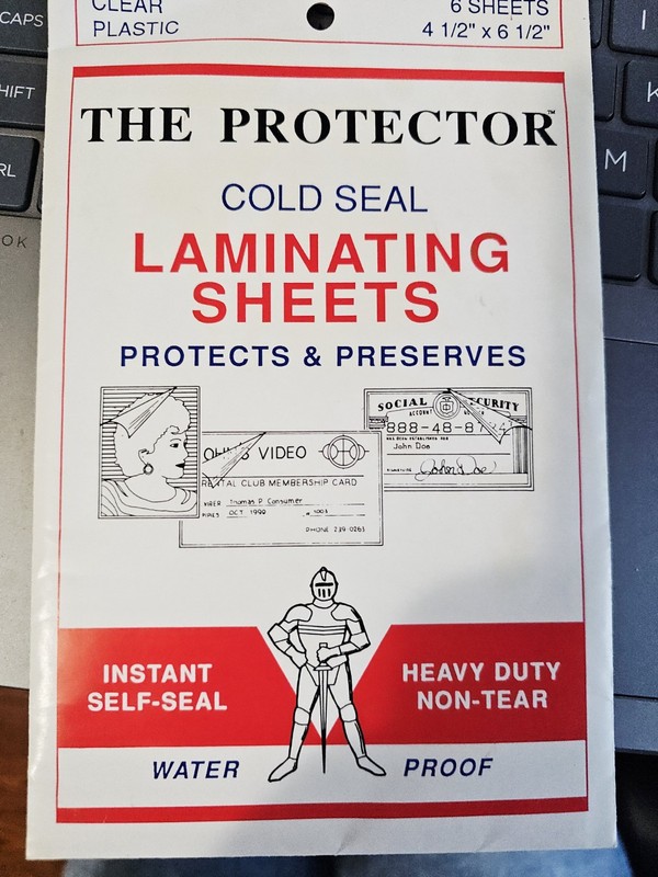 Self-Sealing Laminating Pouches The Protector 6-Sheet  4.5x6.5