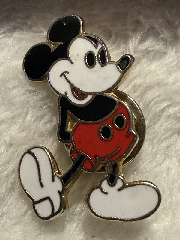 Mickey Mouse White Shoes 1 3/8" Pin, Walt Disney Productions, Patchwork Reverse