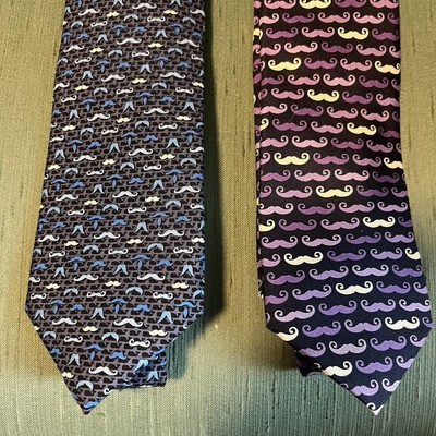Silk Neck Ties Lot Of 2 Vineyard Vines & Jos A Bank Mustaches & Whales