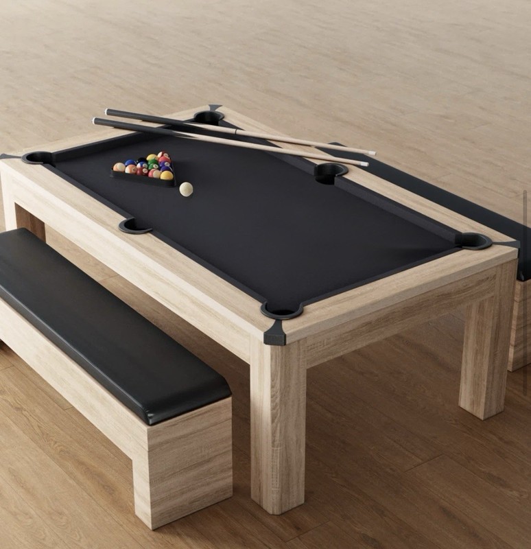 Brand New Pool Table with Two Benches - Balls & Cues Included - Boxed