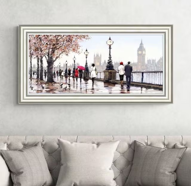John Lewis Richard Macneil Thames View Framed Print 58 x 113cm Multi (Dented)