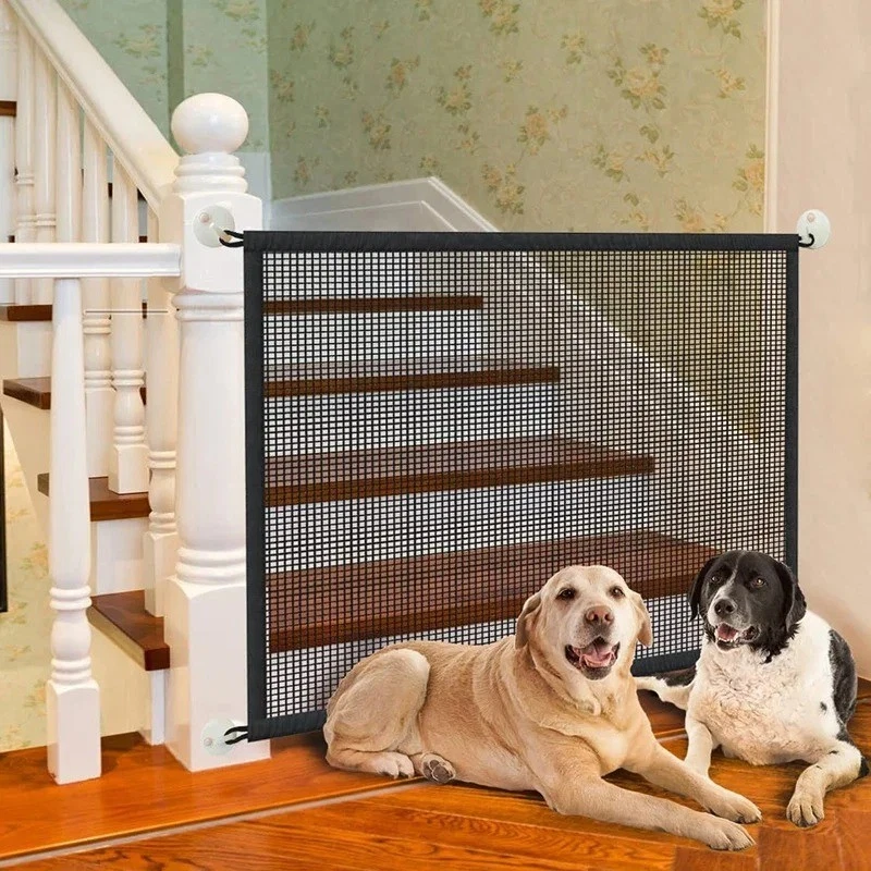 Pet Dog Safety Fence Mesh Gate Barrier with Hooks Folding Isolated Net for Pets - Image 2 of 4