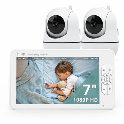 7''HD Babystar Split Screen Video Baby Monitor No WiFi Remote Zoom/Pan/Tilt 4000M
