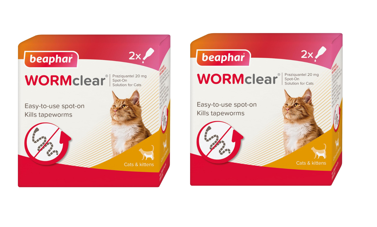 2 PACK BEAPHAR WORMCLEAR FOR CATS WORMING SOLUTION SPOT ON TREATMENT 2 TUBES - Image 6