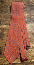 Gucci Tie Mens One Size Orange Patterned Silk Floral Medallion Made Italy