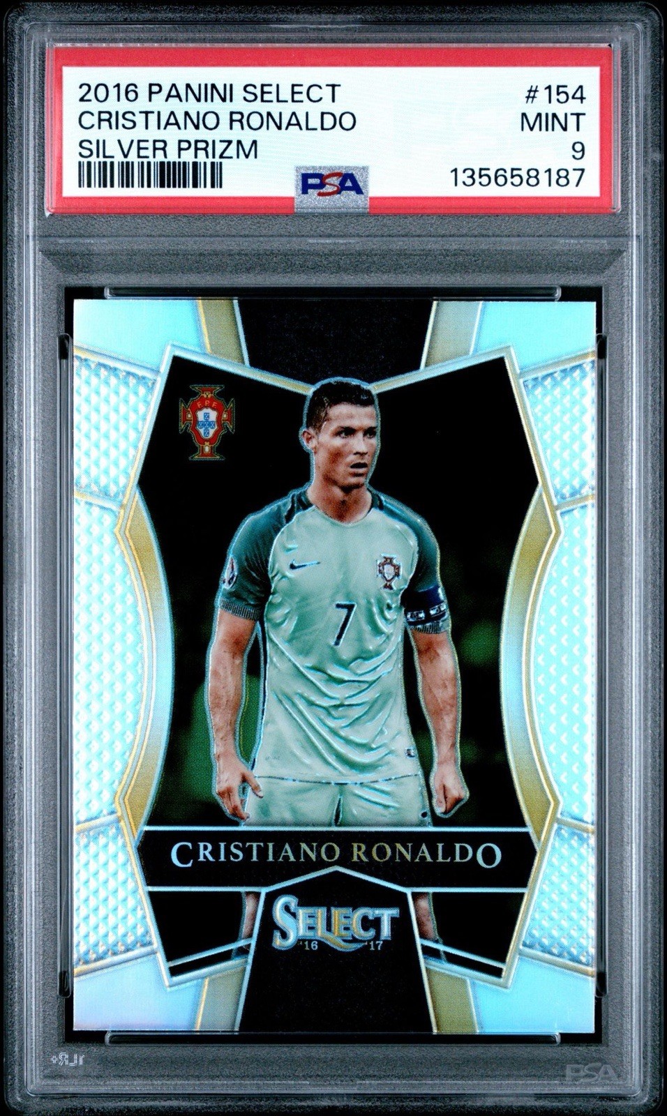 2016 Panini Select Cristiano Ronaldo Silver Prizm #154 PSA 9 Mint