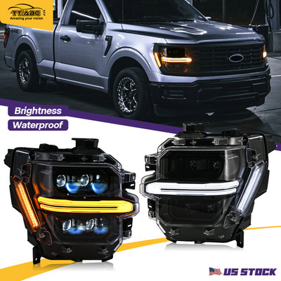 For 2024 2025 2026 Ford F150 Full LED Projector Headlight Front Lamps Left+Right