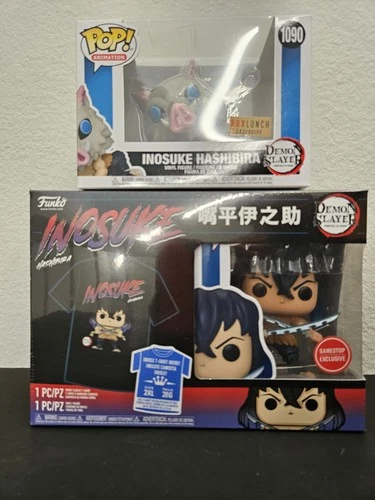 Funko Pop! Animation: Demon Slayer Inosuke Hashibira 1090 & Shirt GameStop Excl