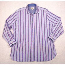 Ted Baker Endurance Shirt Mens Size 17 32/33 Blue Purple Striped Button Up