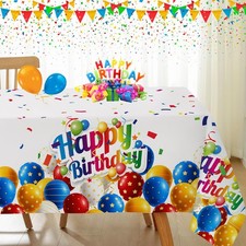 SASTYBALE Happy Birthday Rectangle 60 x 102 Inch, Balloons Table Cloth
