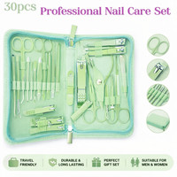 30PCS Manicure Pedicure Kit Professional Nail Grooming Set Salon Use