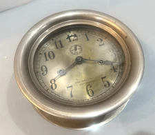 Vintage 8 Day Key Wind Brass Ship's Clock, Star Brass Mfg Boston. MA