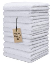 Terry Wash Cloths   Pack Of 10, White, 12x12 Inches   Soft, Absorbent