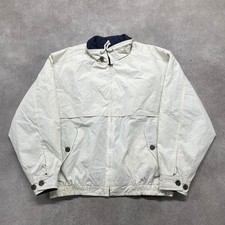 London Fog Windbreaker Mens Large Vintage Sailing Full Zip Jacket, White
