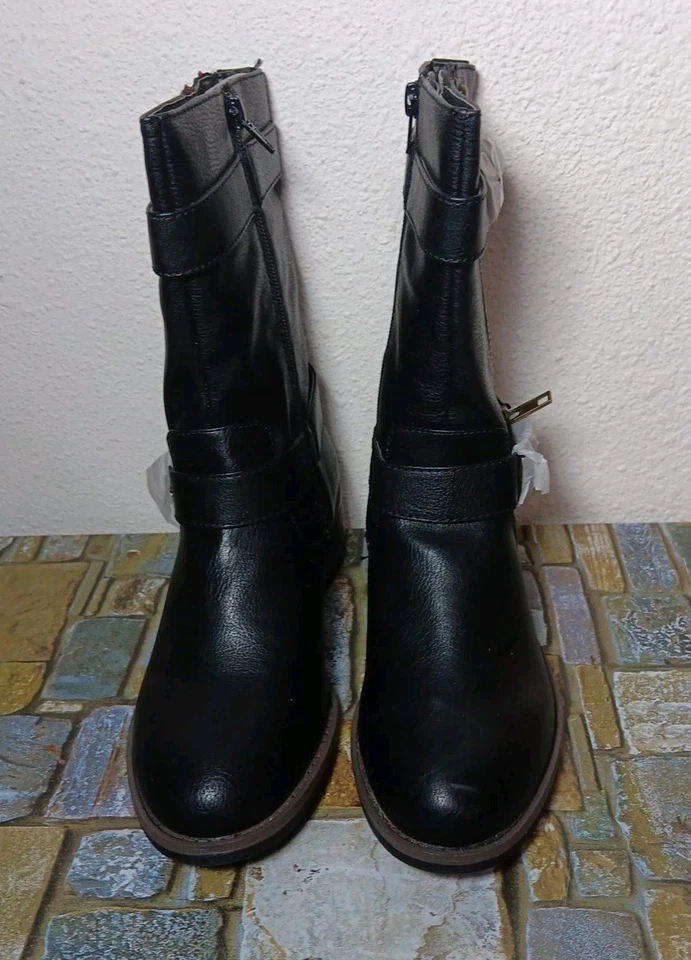 Women's Wild Pair Black Biker Style Boots Size 6.5M P6 - Image 3 of 4