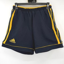 Adidas Shorts Men Small Navy Yellow 1998 Vintage 3-Stripe Fleece Athletic