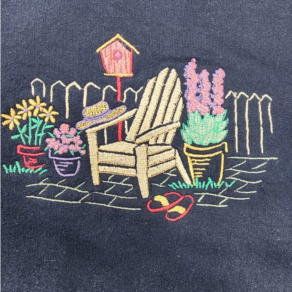 Sudadera Vintage Gildan Mujer L Azul Bordado Cuello Pullover Informal Años 90 Foto 3 de 4