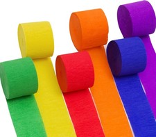 6 Rolls 492ft Rainbow Crepe Paper Streamers, 6 Colors Pack of 6 Roll, CHS