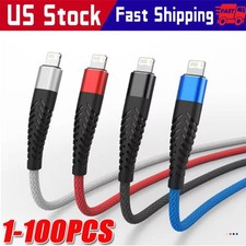 Braided Fast Charger Cable Heavy Duty USB lot Cord For iPhone 14 13 12 11 X XR 8