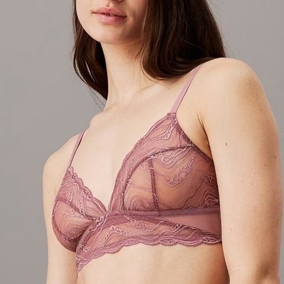 Calvin Klein Instinct Unlined Lace Triangle Bralette Mauve QF7925 Small