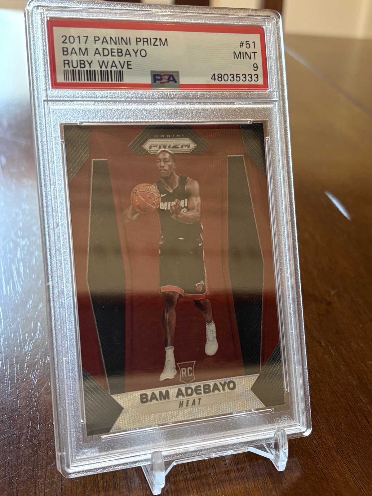 2017-18 Panini Prizm - Bam Adebayo #51 Ruby Wave Prizm RC PSA 9