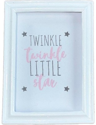 Puppenhaus rosa Twinkle Little Star Bild weißer Rahmen Kinderzimmer Zubehör 1:12