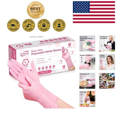 Soft Touch Cherry Blossom Nitrile Gloves - 6mil Thick, Disposable for Cleaning