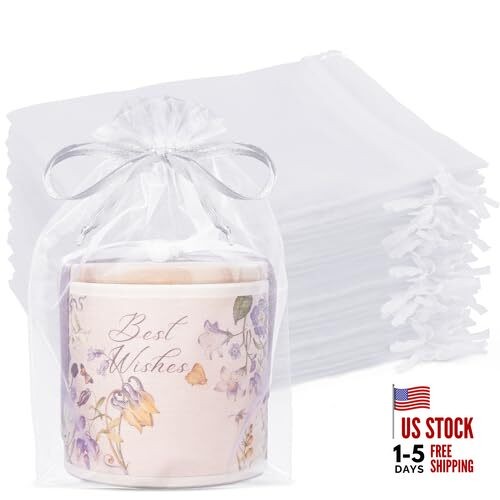  50 Pcs Organza Bags 6x9 Inches, Large Mesh Gift 1 Count (Pa