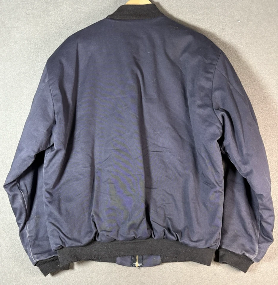 Bulwark FR Work Bomber Jacket Mens L Blue Quilted Liner Heavy Coat Workwear - Image 2 of 4