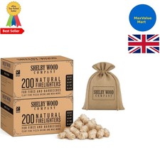 Natural Wax Coated Firelighters - 400 Eco Odourless Starters for Fires & BBQs 0.12 per lighter