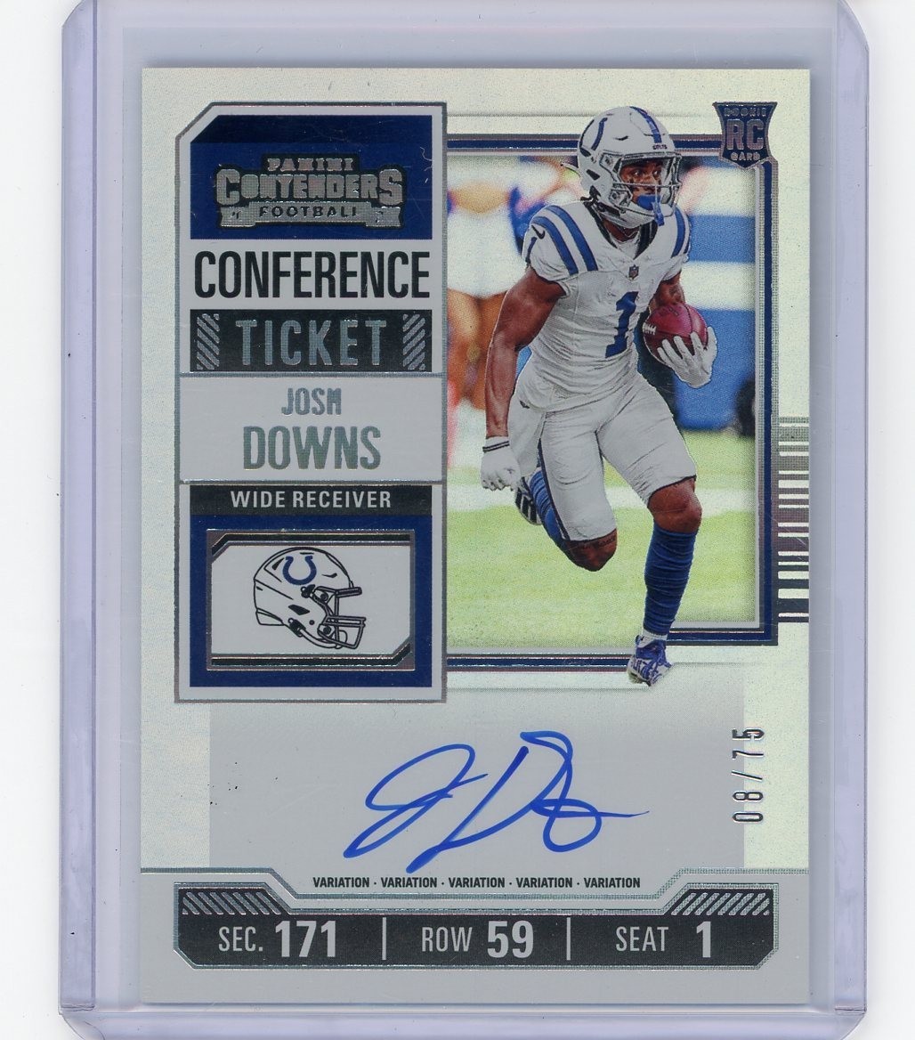 2023 Josh Downs Contenders Rookie Conference Ticket Auto Colts RC /75