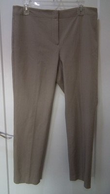 NWT Jill Stretch Flat Front Premium Bi Stretch Tapered Ankle Pants Khaki SZ 12
